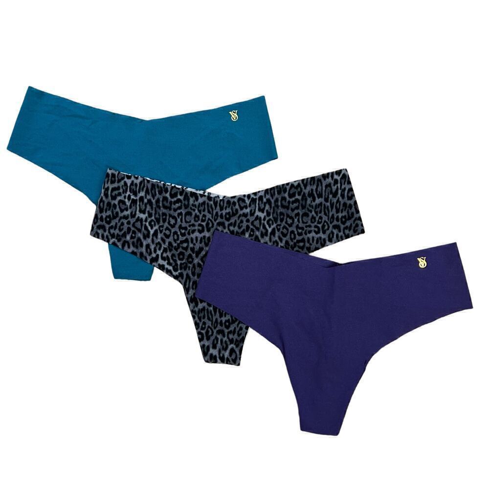 NWT 3 Pack Victoria's Secret No Show Laser Cut Thong Panties Underwear Medium